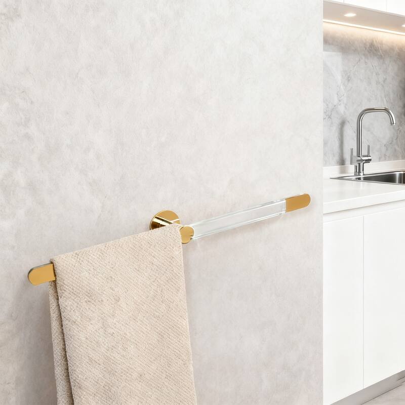 Modern Minimalist Gold Acrylic Towel Bar Towel Rack - Elegant Design For Bathroom & Kitchen - 0.98'' H X 19.68'' L X 2.75'' D