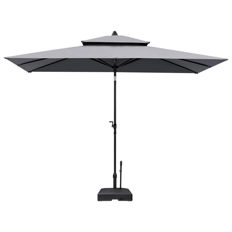 10 x 6.5 FT Double Top Patio Market Umbrella with Base Stand