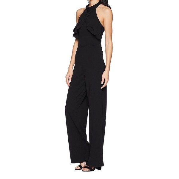 bebe ruffle halter jumpsuit