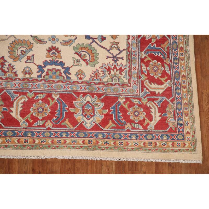 Ivory Kazak Area Rug Handmade Wool Carpet - 8'10"x 11'6"