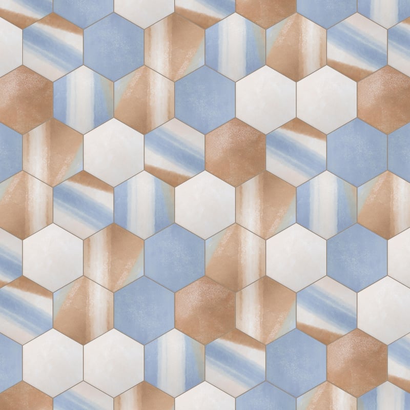 Merola Tile Zahara Hex Deco Mix 8-5/8" x 9-7/8" Porcelain Floor and Wall Tile