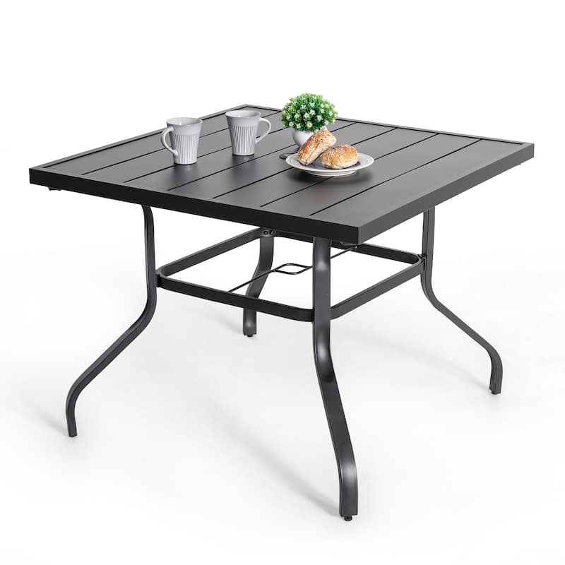 Outdoor 5-Piece Dining Set, Premium Textilene Chairs and Square Iron Table