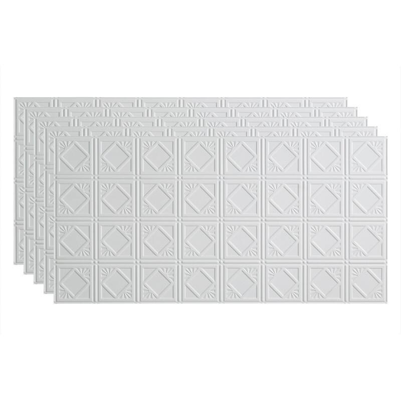 FASÄDE Traditional Style 4 Decorative Vinyl 2ft x 4ft Glue Up Ceiling Panel in Gloss White (5 Pack) - 5 Pack - Gloss White
