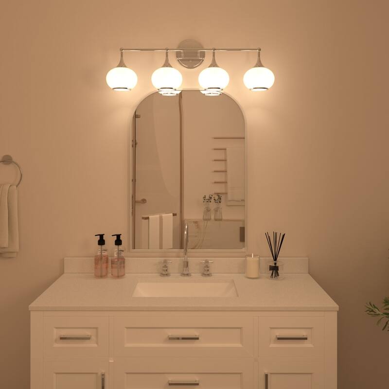 Acroma Aged Brass/Polished Chrome Finish Modern Globe Vanity Light