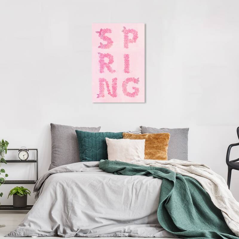 Wynwood Studio Prints Typography and Quotes Spring Flowers Type Pink and Light Pink Tropical Wall Art Canvas Print - 36 x 24