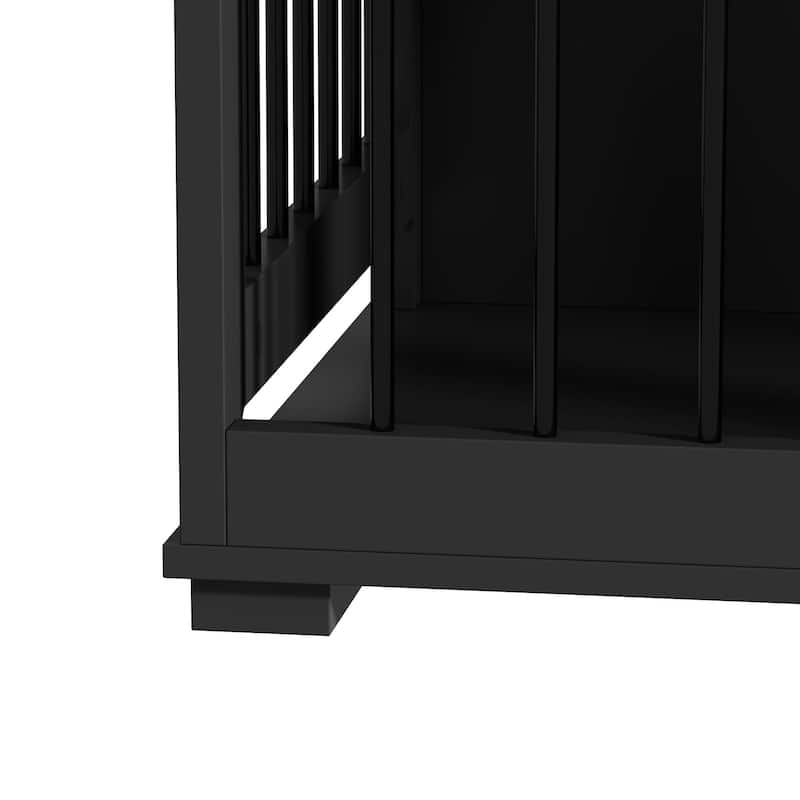 70.9" Large Double Wooden Dog Crate Furniture, Kennel with Dividers