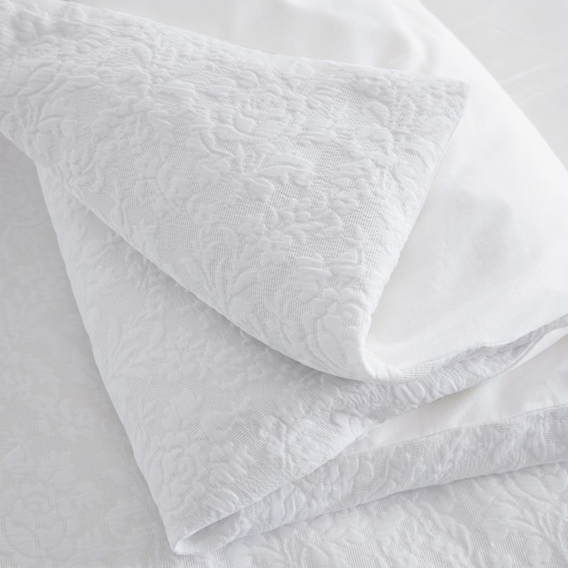 Martha Stewart Garden Trellis Cotton White Reversible Comforter Set