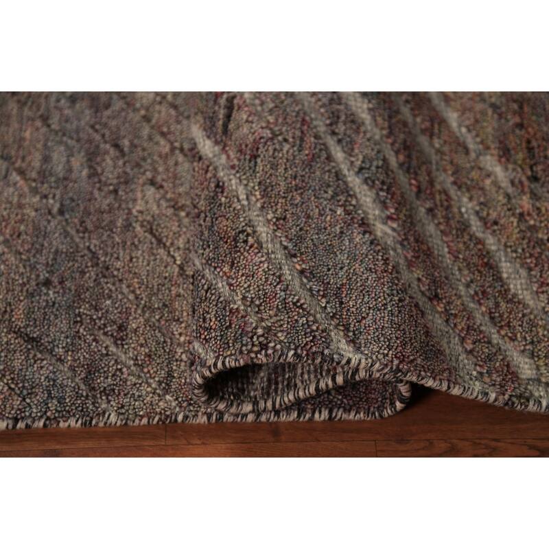 Striped Moroccan Indian Area Rug Hand-Knotted Wool Carpet - 5'1" x 8'1"