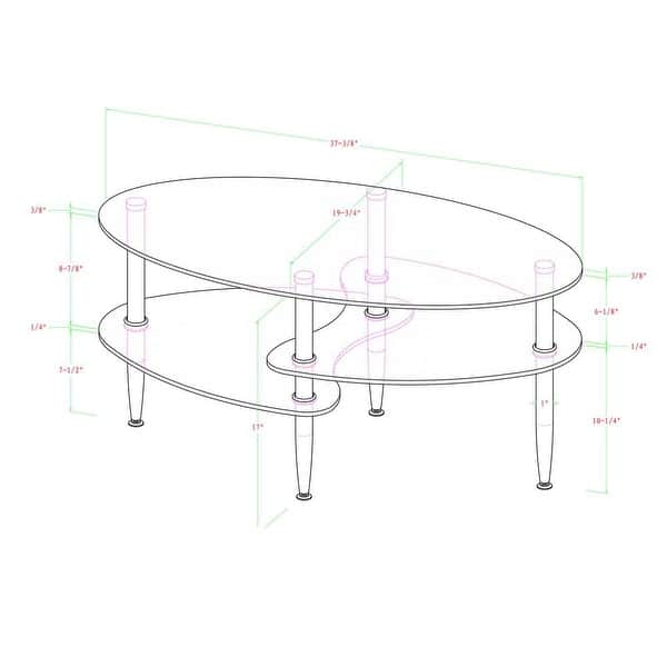 Mid-Century Modern Oval Glass Coffee Table - Bed Bath & Beyond - 36192722
