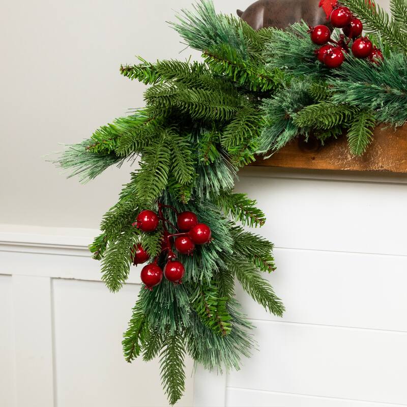Calloway Fir with Berries Artificial Christmas Garland - 7' x 12" - Unlit