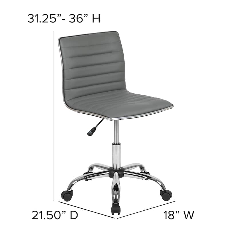 Low Back Designer Armless Ribbed Swivel Task Office Chair