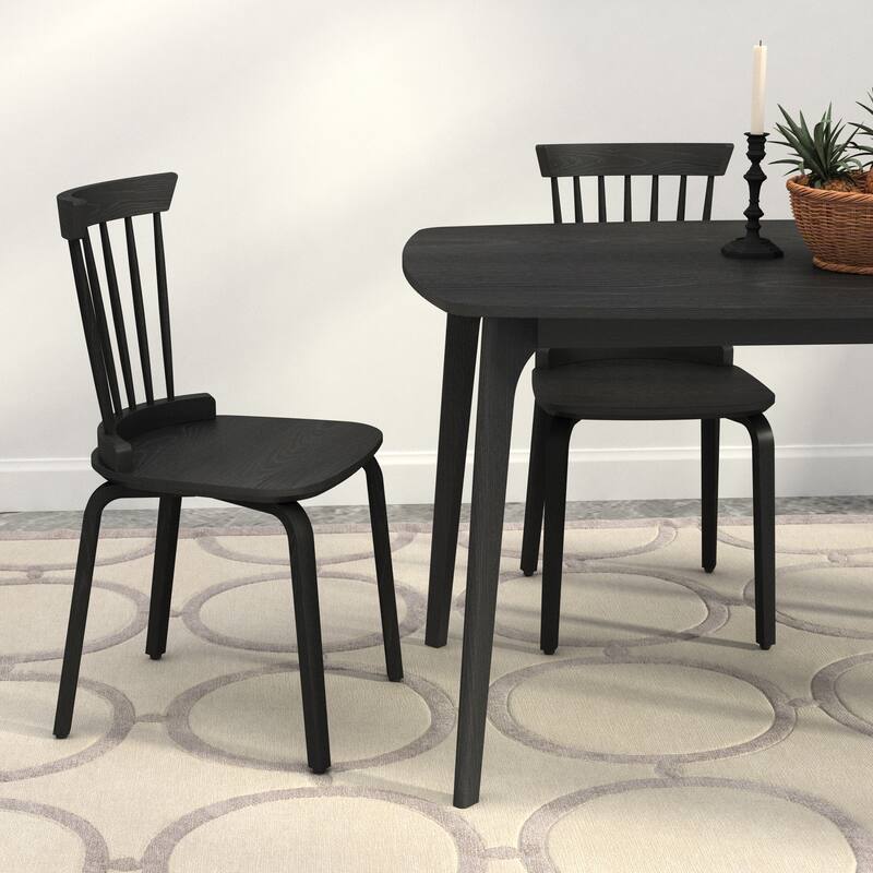 Dining Chairs Set of 2, Farmhouse Wooden Spindle Back Kitchen Chairs Solid Wood Slat Back Windsor Chair (Set of 2)