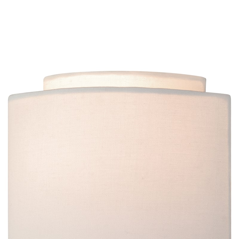 Burnaby 1-light Gold Mid-century White Linen Modern Flush Wall Sconce - 7-in W x 9.25-in H x 5.75-in D