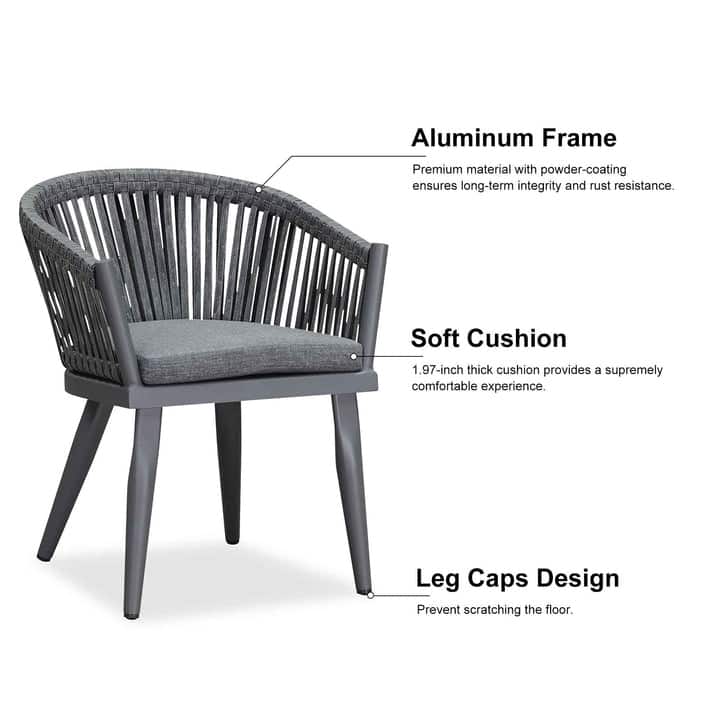 PURPLE LEAF Outdoor Dining Set with Patio Aluminium Dining Table and Wicker Rattan Chairs