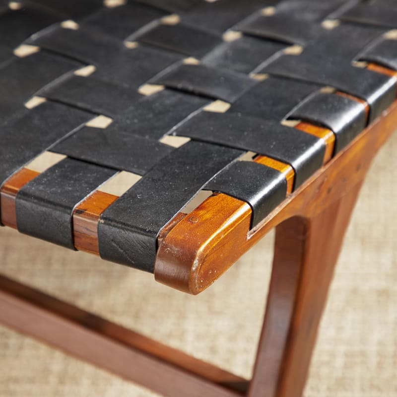 Wood Handmade Woven Accent Chair - Set of 2 Black - Roche River Decor