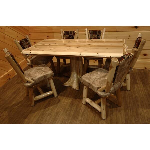 slide 1 of 4, White Cedar Log - Stump Table Dining Set