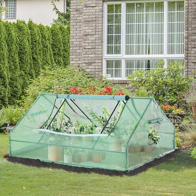 Outsunny 71" x 55" x 32" Mini Tunnel Greenhouse Garden Planting Shed Outdoor Flower Planter Warm House with Zipper Backyard