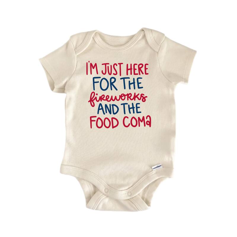 Fireworks Coma July 4th - Baby Boy Girl Clothes Bodysuit Funny Cute Newborn - Blue - 0-3M