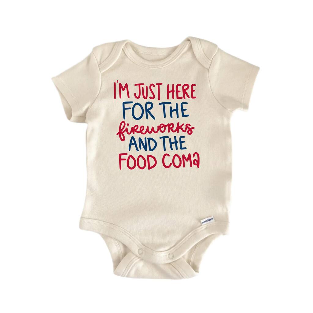 Fireworks Coma July 4th - Baby Boy Girl Clothes Bodysuit Funny Cute Newborn