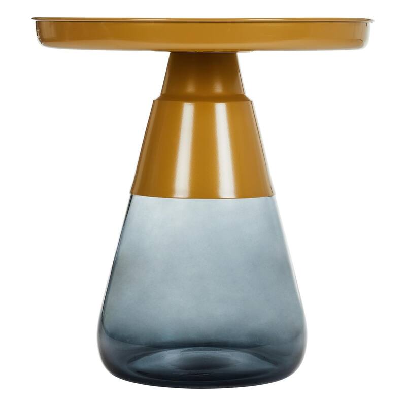 Aeryn Nesting Table, 19" Gold Tray Top With Smoky Gray Base - 19x20