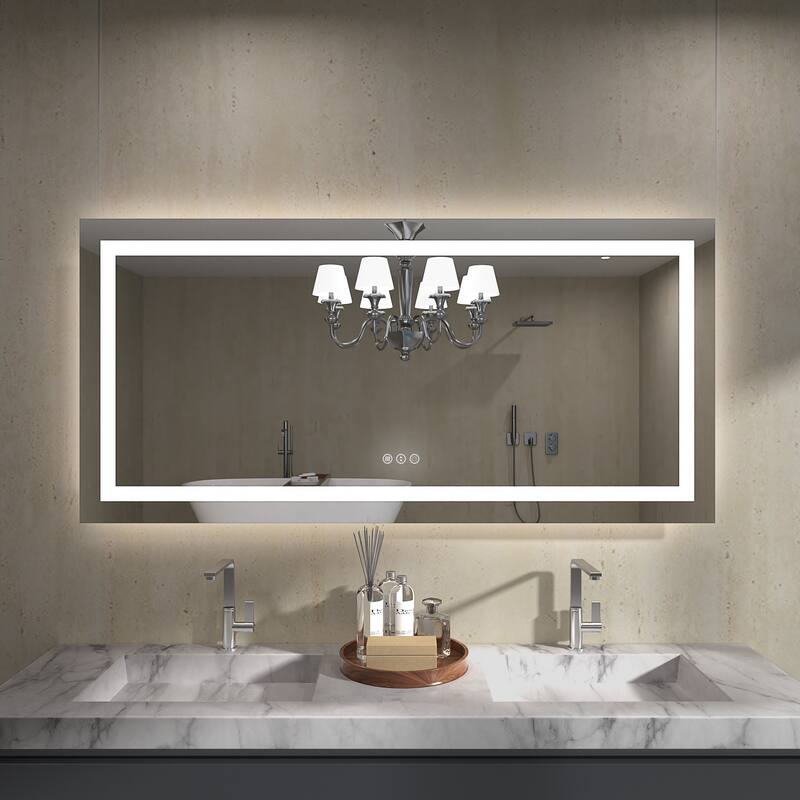 QuivaraView LED lights Frameless Wall Mounted Bathroom Vanity Mirror