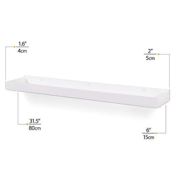 dimension image slide 0 of 2, Wallniture Philly 31.5" Floating Shelves for Nursery Decor, White Bookshelf (Set of 2)