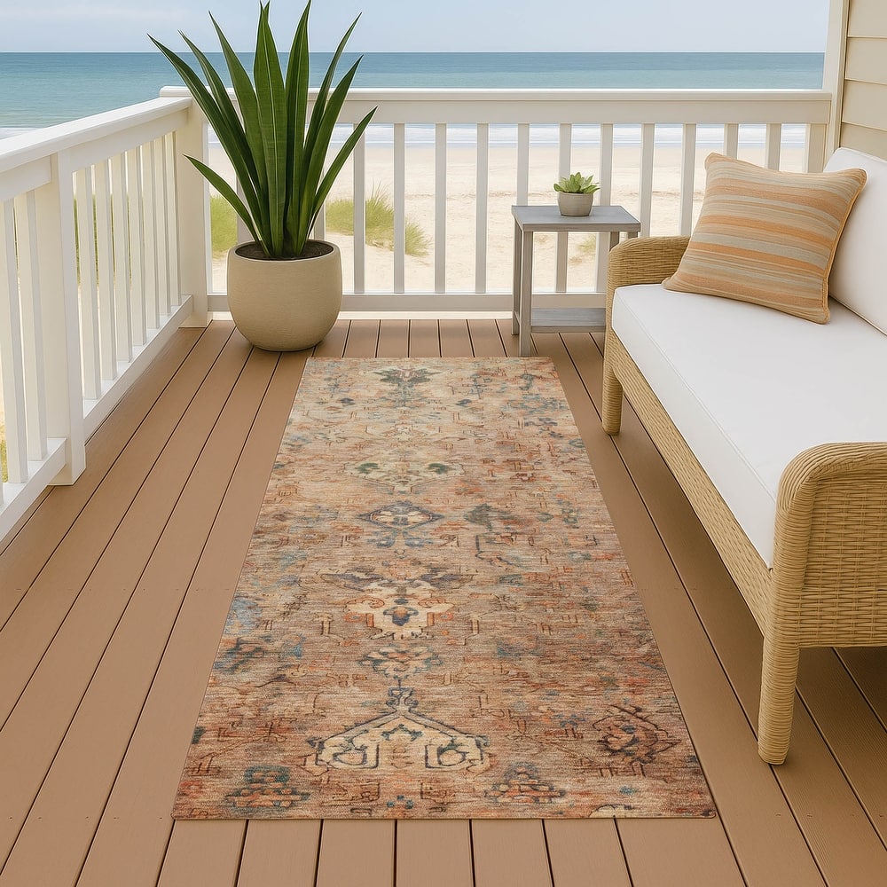 Machine Washable Indoor/ Outdoor Traditional Serenity Chantille Rug