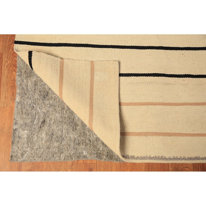 All-Over Striped Kilim Oriental Large Rug Wool Carpet - 10'0"x 14'1"