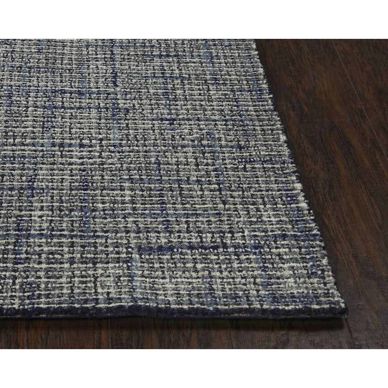 Alora Decor Zion Blue, Black, and Grey Hand-tufted Mosaic Wool Rug