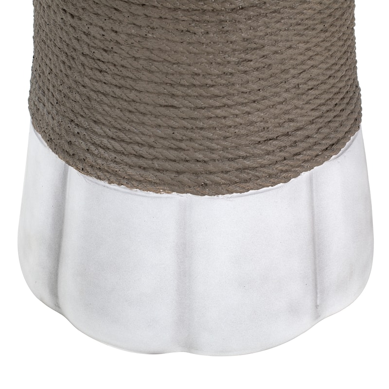 Christopher Knight Home - 14" Retro Woven Rope MGO Side Table with Fan Pedestal Base - Brown,Gray