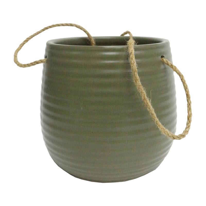 Sagebrook Home Neutral Textured Ceramic Hanging Planter