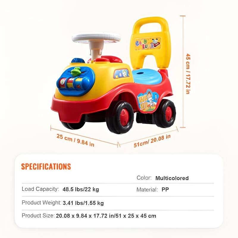 Ride On Push Car for Toddlers Ages 1-3 with Music and Storage - 20.08 x 9.84 x 17.72 in