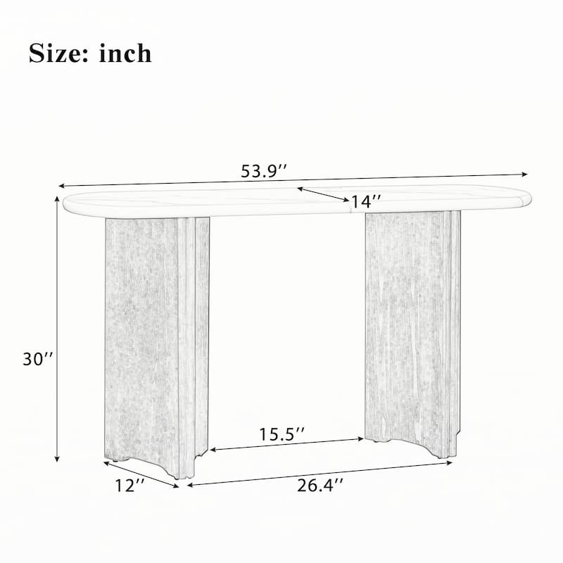 Narrow Console Table, Entryway Table,Natural+White