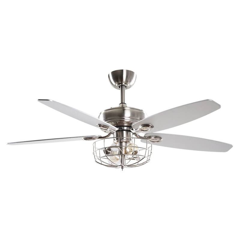 52" Indoor Chrome Downrod Ceiling Fan with Light and Remote Control