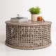 preview thumbnail 1 of 4, Grey Solid Wood Rattan Round Coffee Table by East at Main