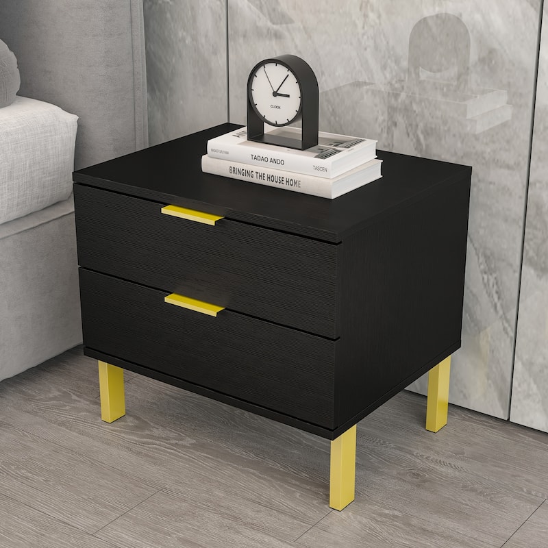 2-drawer Nightstand for Home - Black