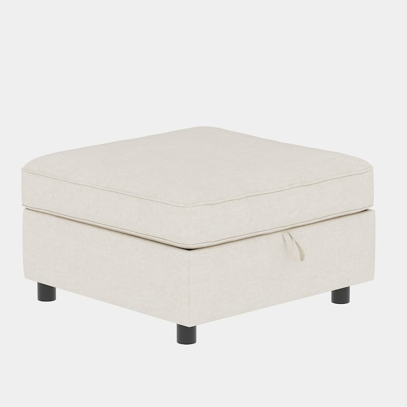 129" Chenille Sectional Sofa with Storage and Two Ottomans