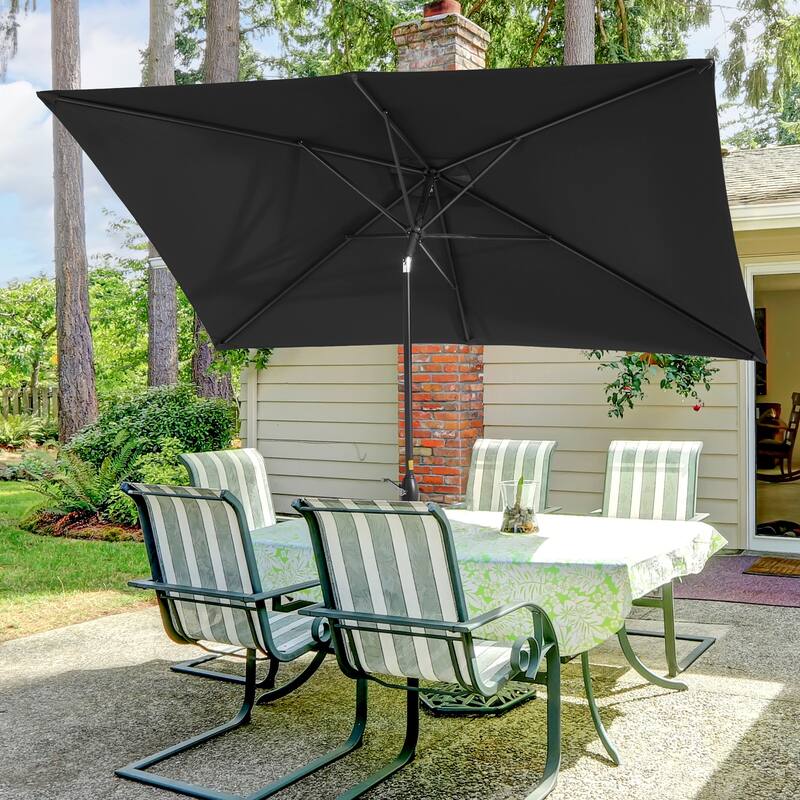 LIVOOSUN 10x6.5ft Patio Market Umbrella Aluminum Table Umbrellas - Black