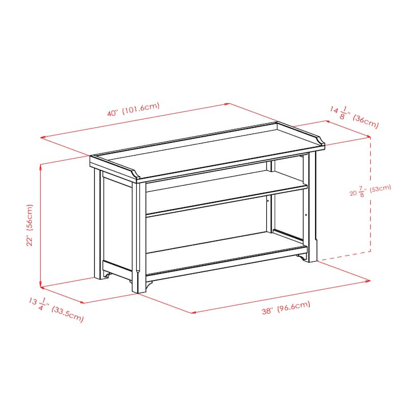 Verona 4-Pc Storage Bench with 3 Foldable Fabric Baskets, Walnut and Beige - 40"W x 14.20"D x 22"H