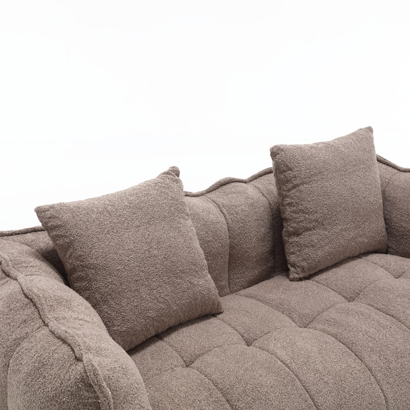 66" Chenille Square Beanbag Chair with High-Resilience Foam Core, Armrests and Handle