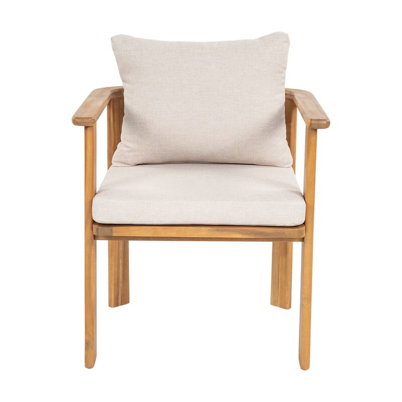 Scott Living Kaja Outdoor Solid Acacia Wood Dining Chair with Cushioned Seating (Set of 2)