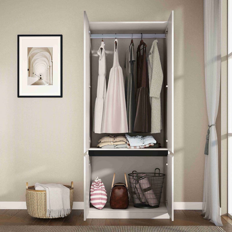 75" Armoire Wardrobe Closet, Clothes Organizer Closet with Storage Shelves