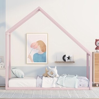 Minimal Design Metal Twin House Bed for Kids