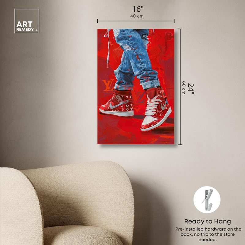 Bold Red Glam Sneakers Canvas by Art Remedy, Gallery Wrapped