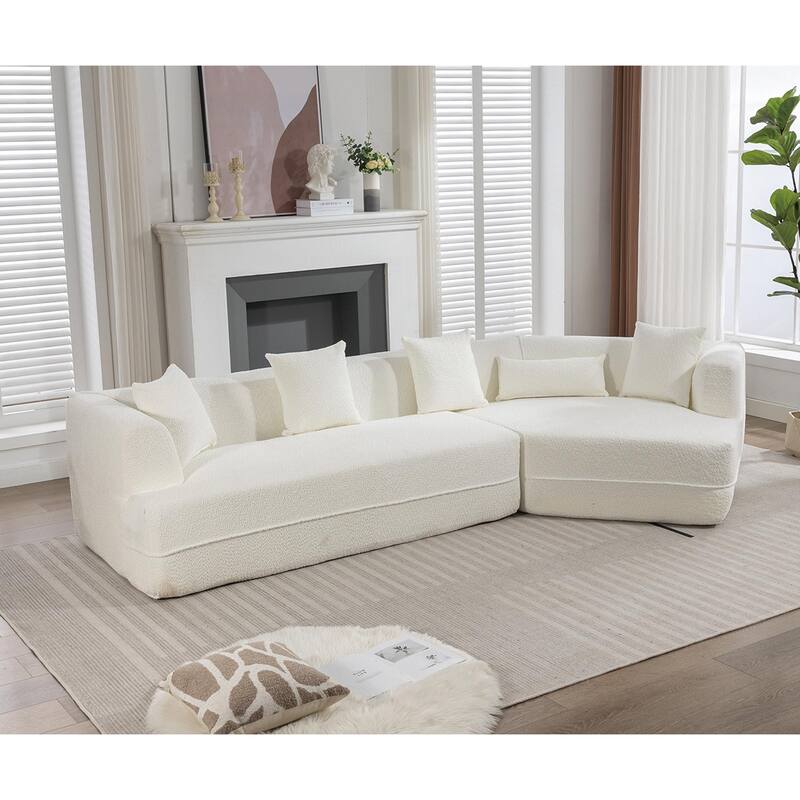 Minimalist Boucle Modular Sofa, Comfortable 3-Seater with Reversible Sectional Design, Ideal for Living Room