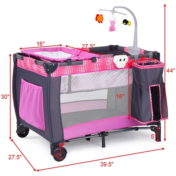 Shop Costway Foldable Travel Baby Playpen Crib Infant Bassinet Bed