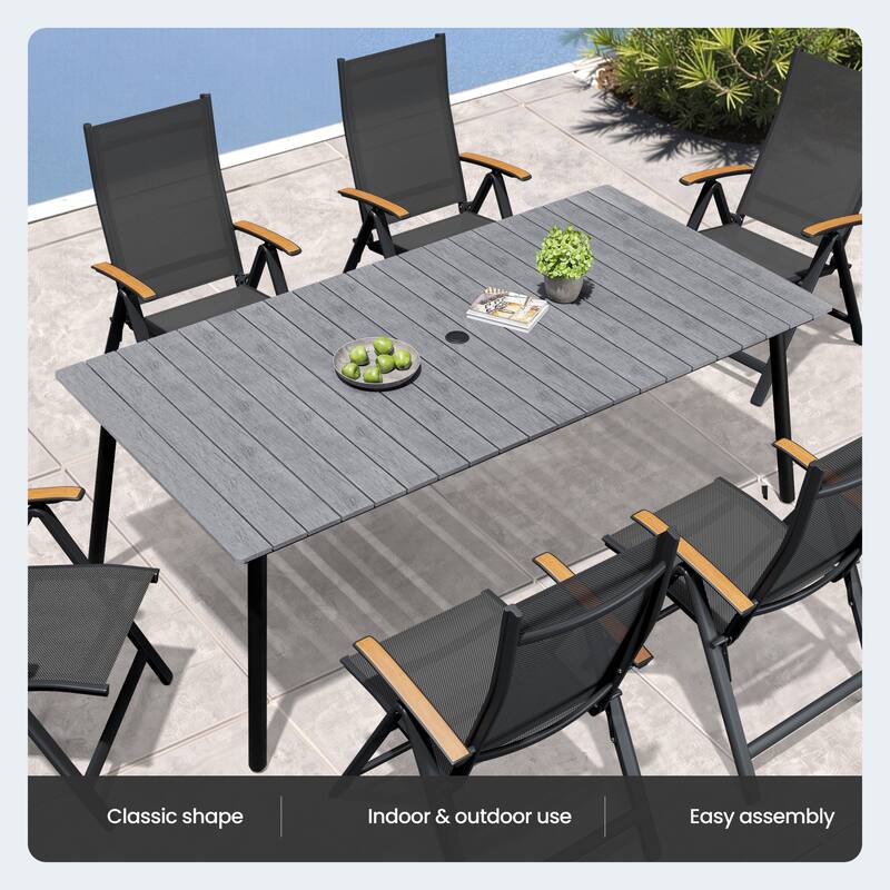 7/9-Piece Outdoor Patio Dining Set Adjustable Folding Chairs and Aluminum Dining Table