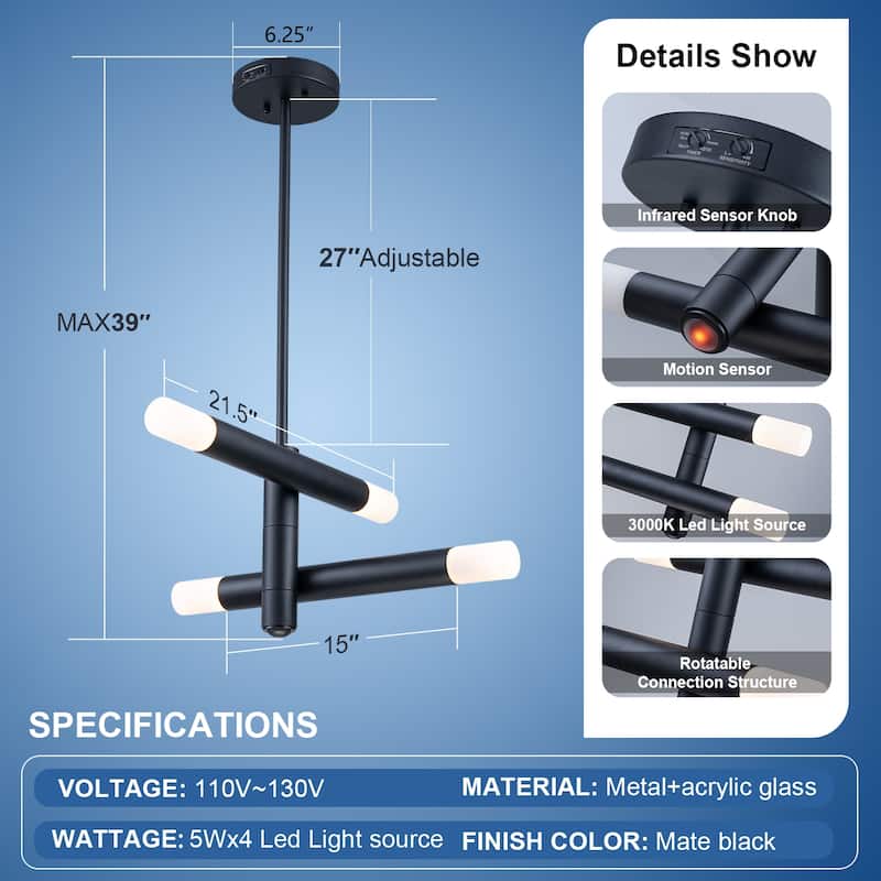 Motion Sensor Modern Outdoor LED Pendant Lights - 1 Pack