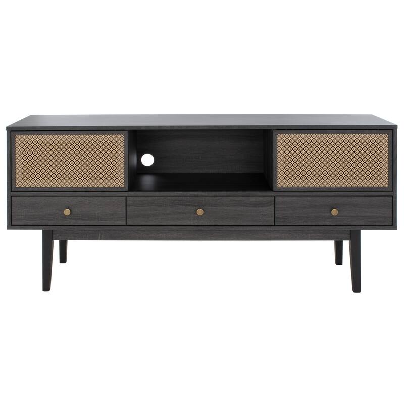 SAFAVIEH Home Ceu 59-inch 3 Drawer 1 Shelf Media Stand. - 59Wx15Dx26H - Distressed Black.