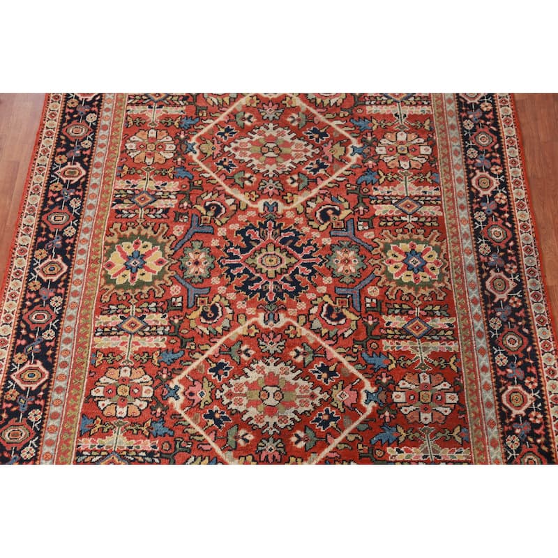 Hand Knotted Oriental 100% Wool Carpet Traditional Floral Oranges & Rust Mahal Area Rug - 10' 6'' X 7' 0''